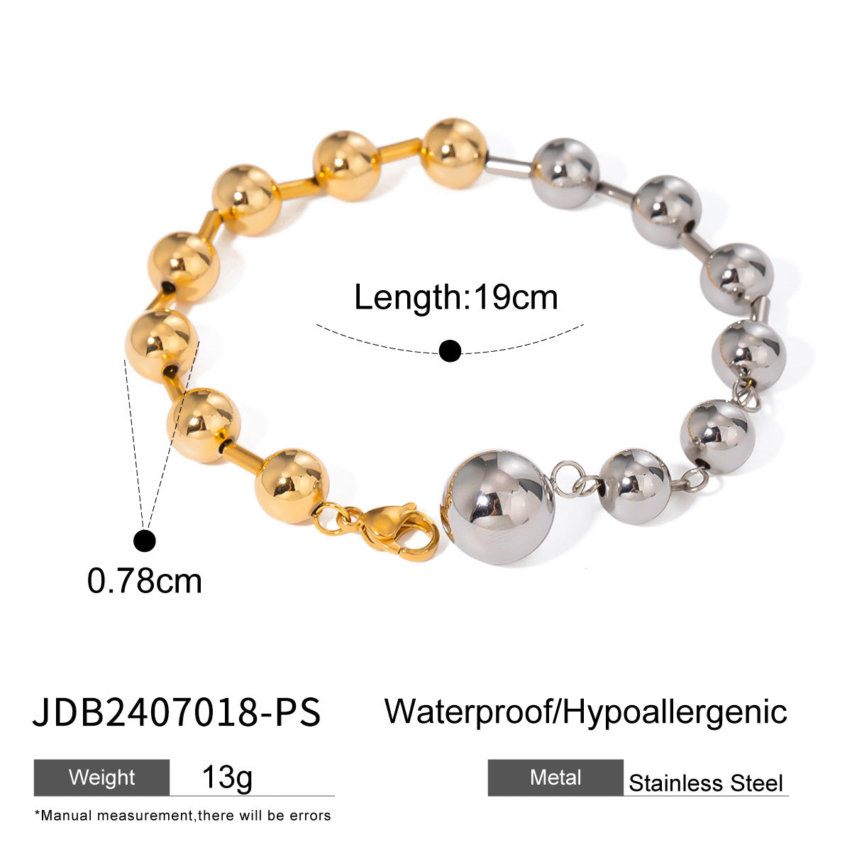 Jie Ding Stainless Steel Beaded Bracelet Color Matching Letter Metal Chain Titanium Steel Jewelry