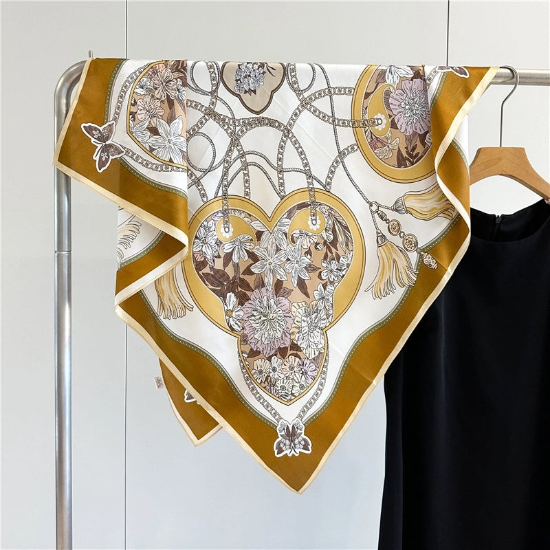 Women's Elegant Retro Printing Silk Silk Scarf