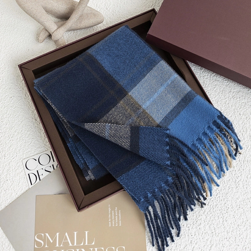 New Ladies Autumn And Winter Cashmere Scarf Fashion Plaid Shawl Warm Cold Scarf
