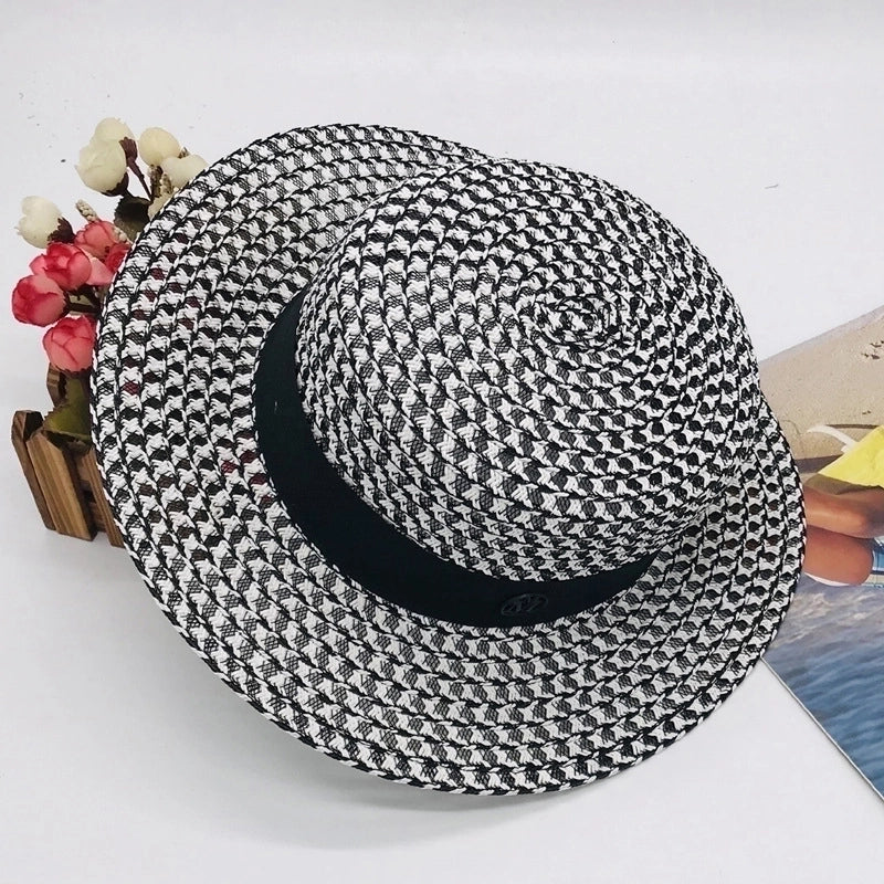 Women's Elegant Checkered Flat Eaves Floppy Hat