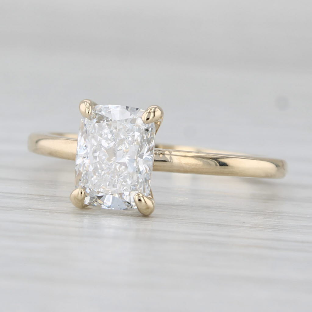 New 1.5ct Lab Grown Diamond Solitaire Ring 14k Yellow Gold Size 7 GIA