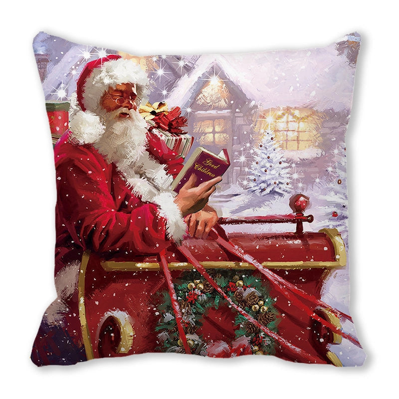 Christmas Pastoral Santa Claus Chemical Fiber Pillow Cases Couch & Sofa Decor