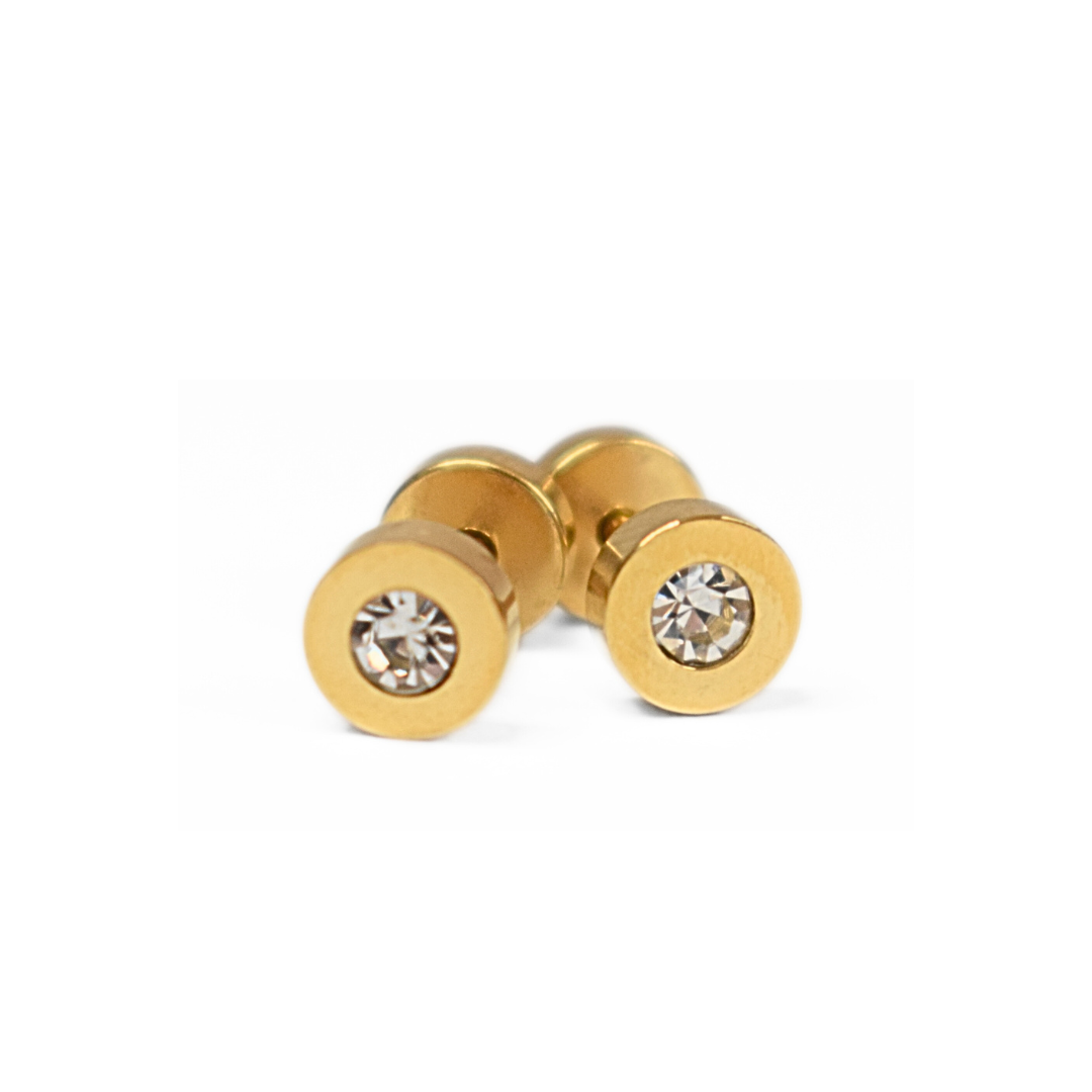 6mm framed diamond studs - Gold