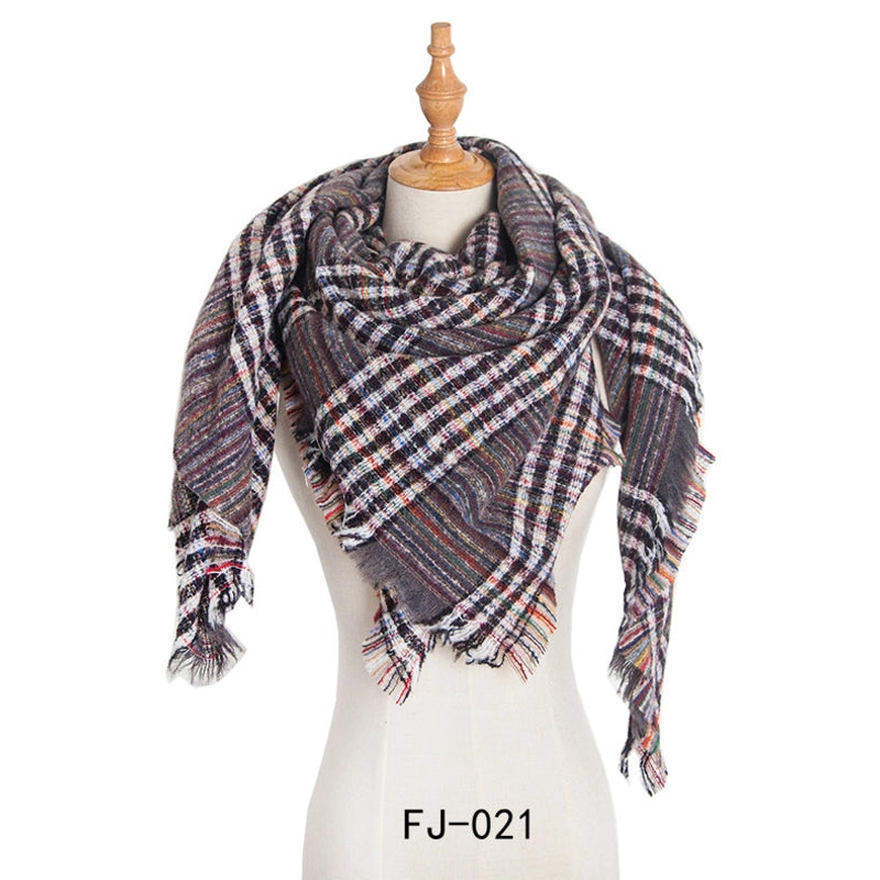 Autumn And Winter New Ring Yarn Thickened Double-sided Lattice Prick Scarf Scarf Women's Scarf Shawl Manufacturers