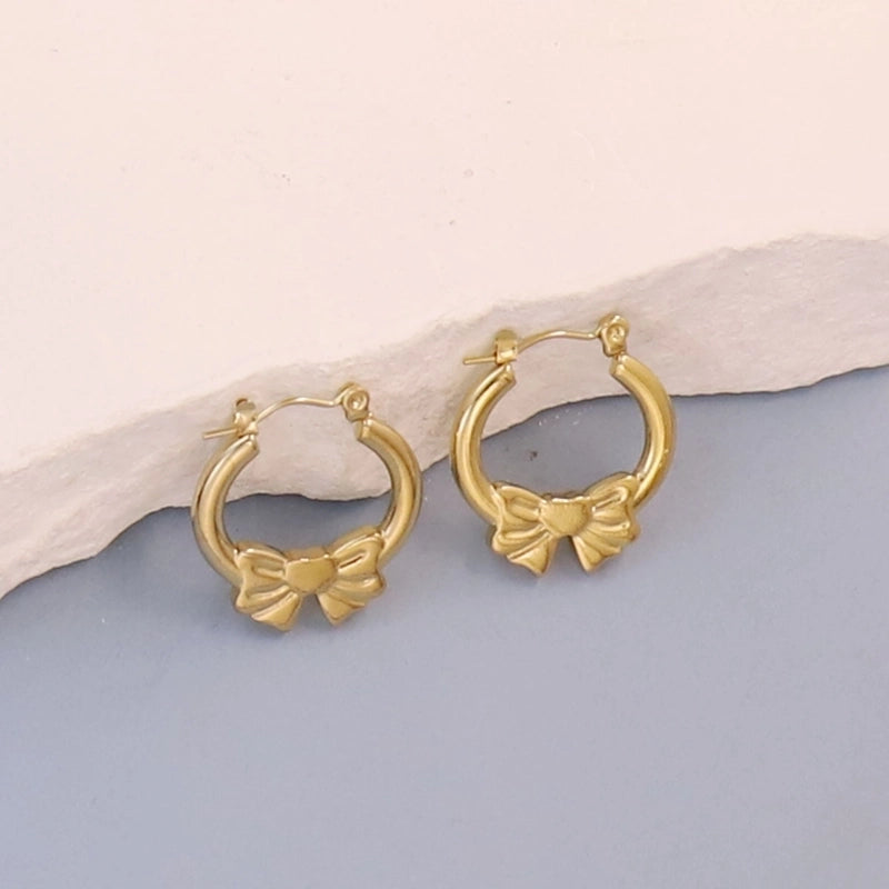 1 Pair Minimalist Pentagram Round Solid Color Plating 304 Stainless Steel 18K Gold Plated Earrings