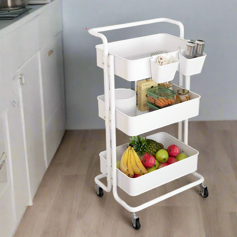 3-TIERS METAL TROLLEY CART WITH WHEELS