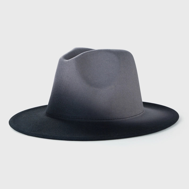 New Woolen Tie-dye Gradient Big Brim Jazz Hat