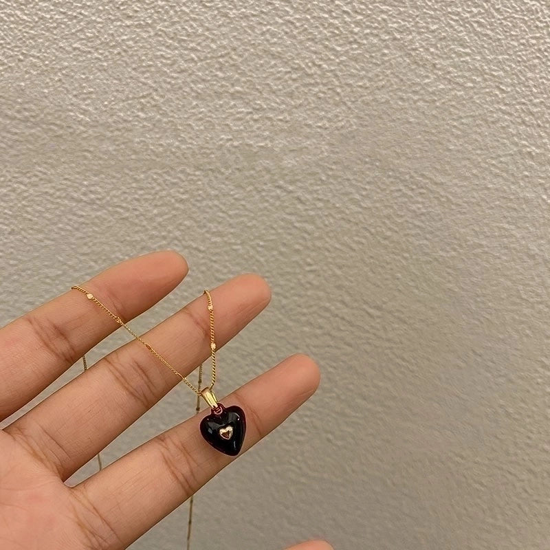 Copper Enamel Plating Heart Shape Copper Necklaces
