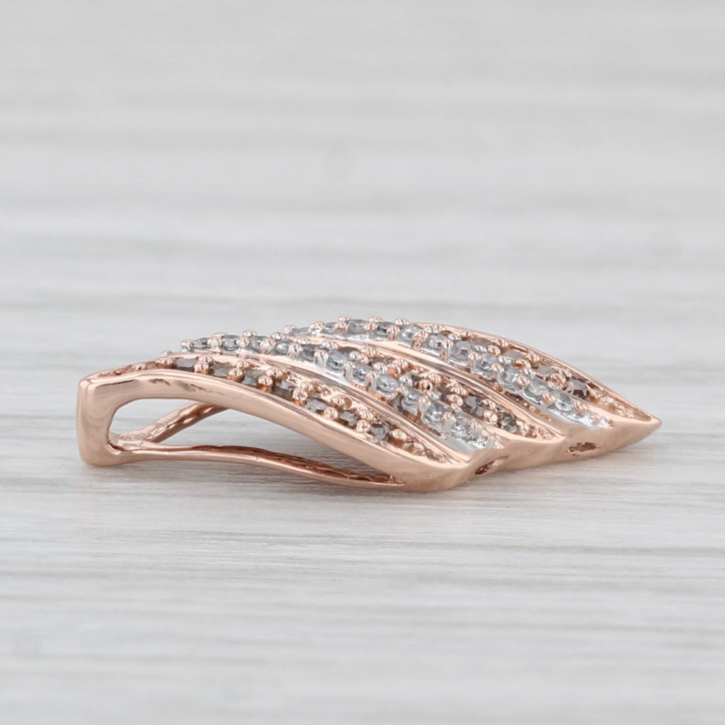 0.10ctw White Brown Diamond Floating Drop Pendant 10k Rose Gold
