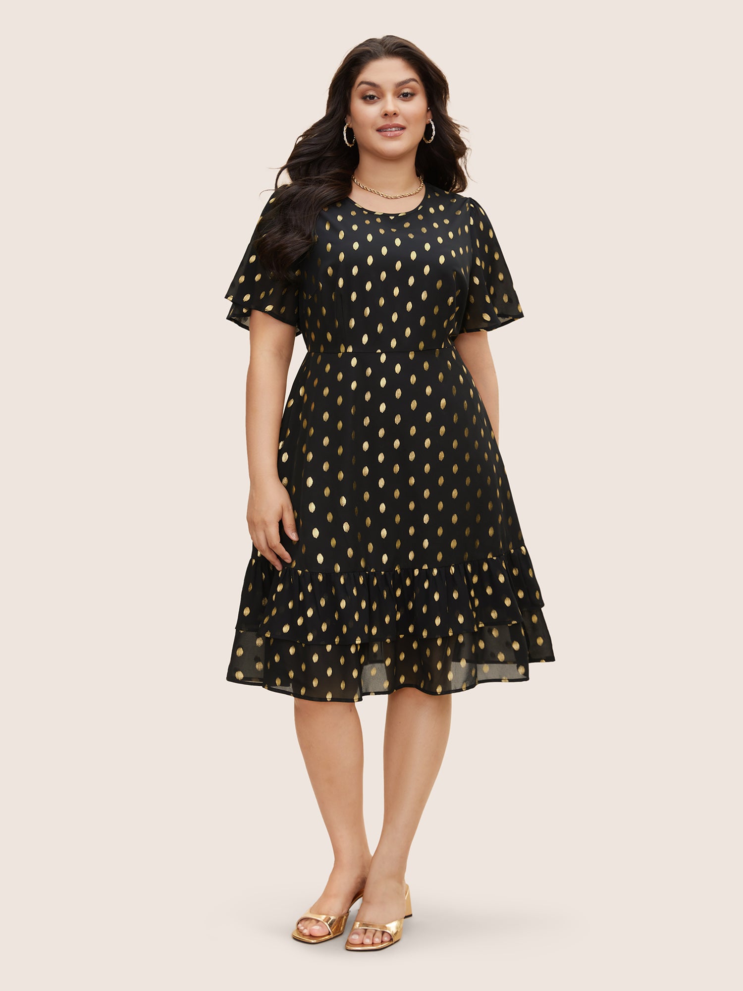 Glitter Polka Dot Patchwork Ruffles Dress