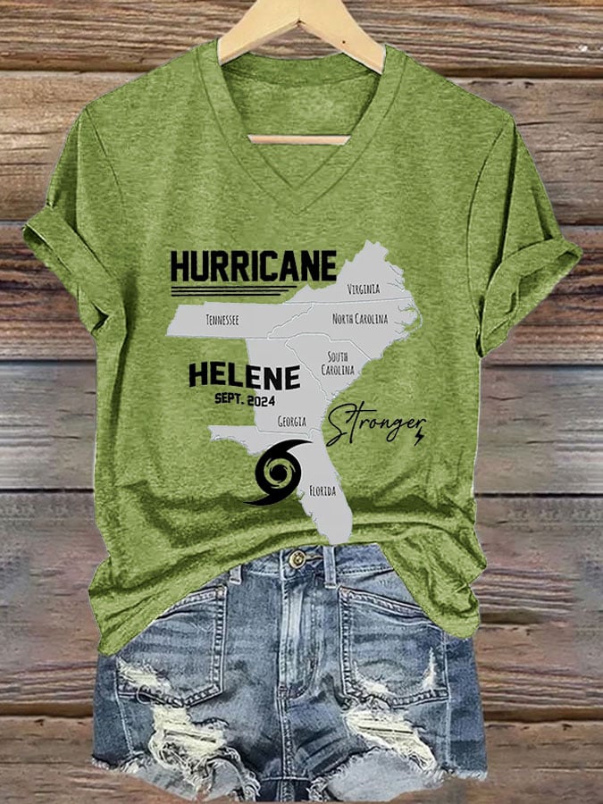 Women's Hurricane Helene Strong Print Casual T-Shirt