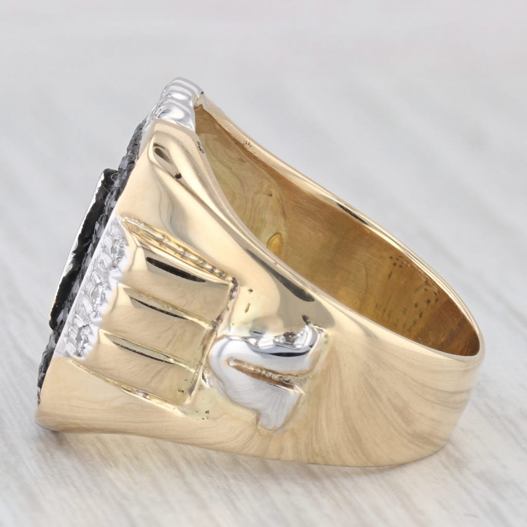 0.62ctw Black White Diamond Masonic Ring 18k Gold Square Compass Blue Lodge