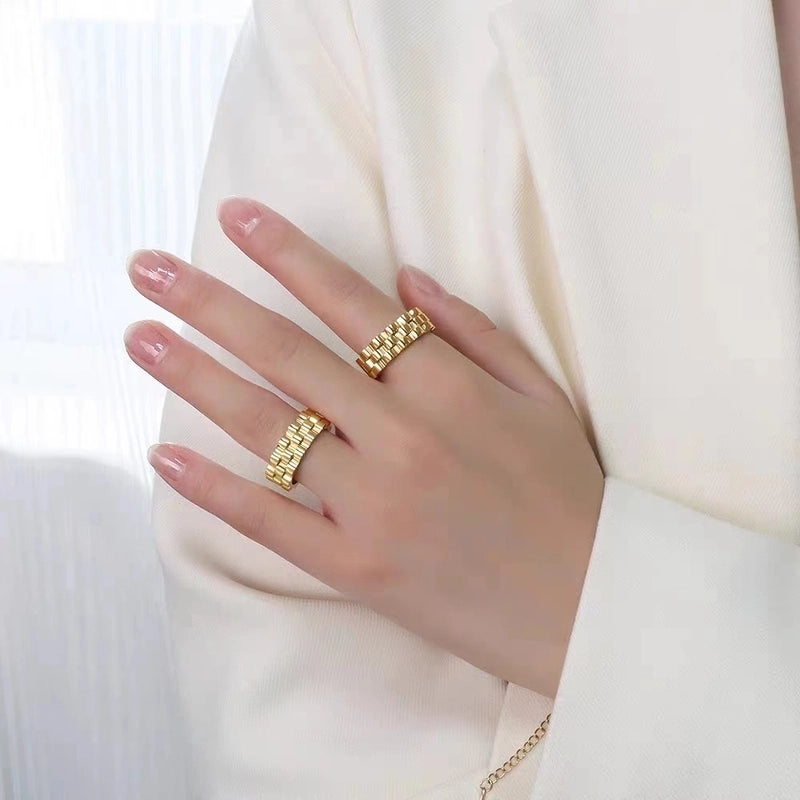 Casual Minimalist Solid Color Titanium Steel Rings In Bulk