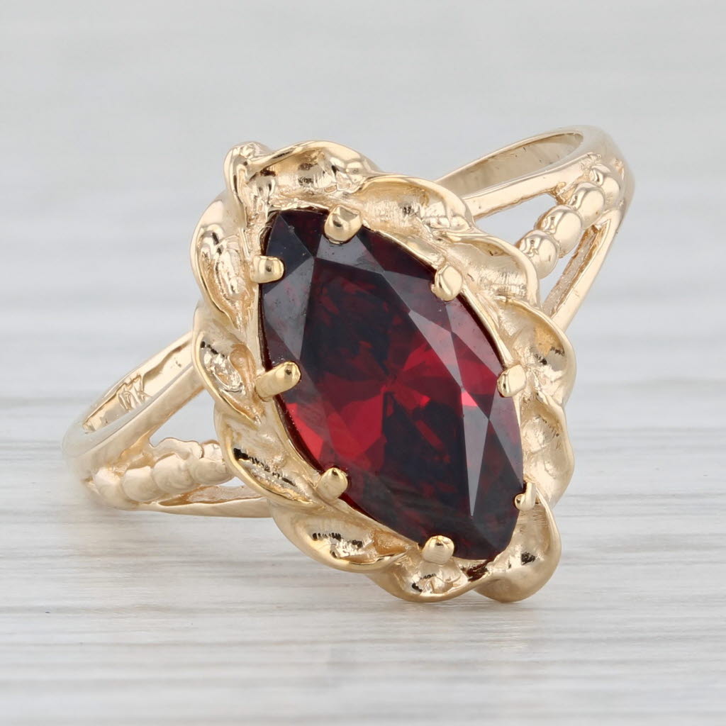 2.80ct Lab Created Garnet Marquise Solitaire Ring 10k Yellow Gold Size 7