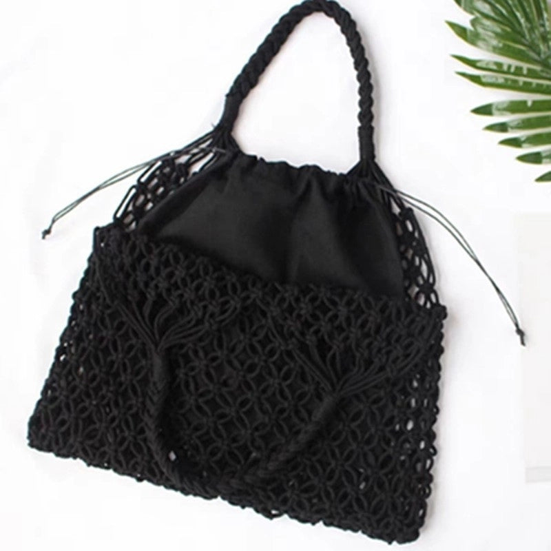 Women's Basic Solid Color Cotton Rope Shopping Bags