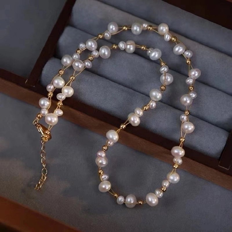 Alloy Freshwater Pearl Copper Fashion Solid Color Irregular Necklace