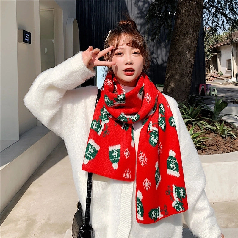 Women's Minimalist Classic Style Color Block Acrylic Scarf