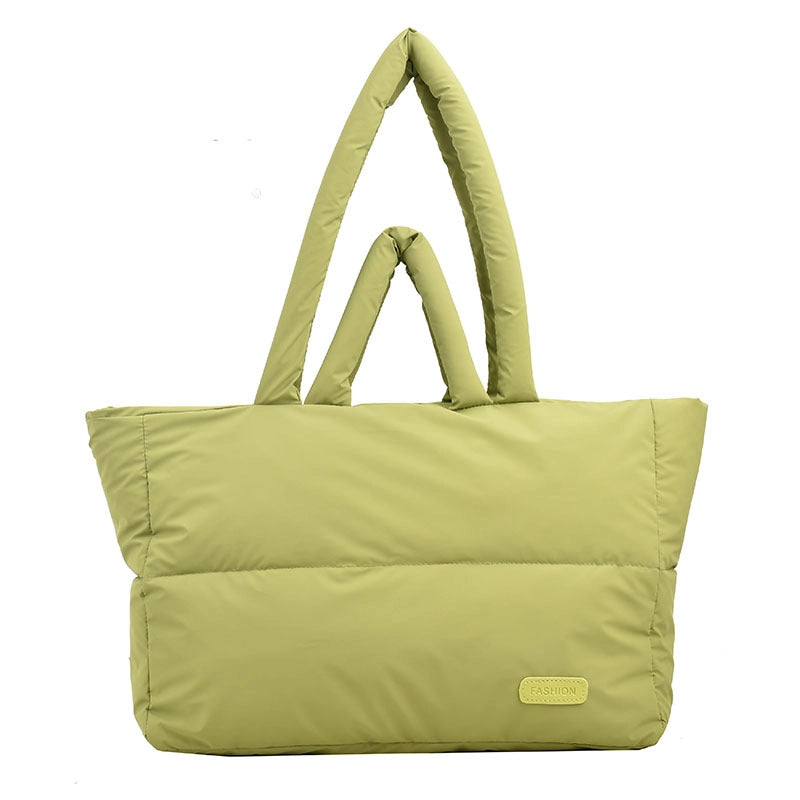 Women's Large Autumn&winter Oxford Cloth Solid Color Streetwear Square Zipper Shoulder Bag Tote Bag