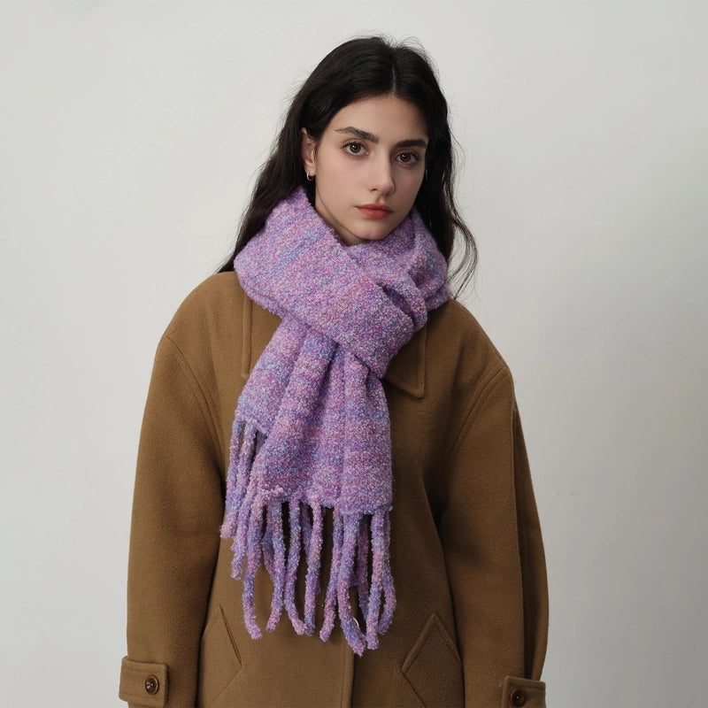 Women's Elegant Business Basic Solid Color Artificial Wool Wool Blend Tassel Scarf