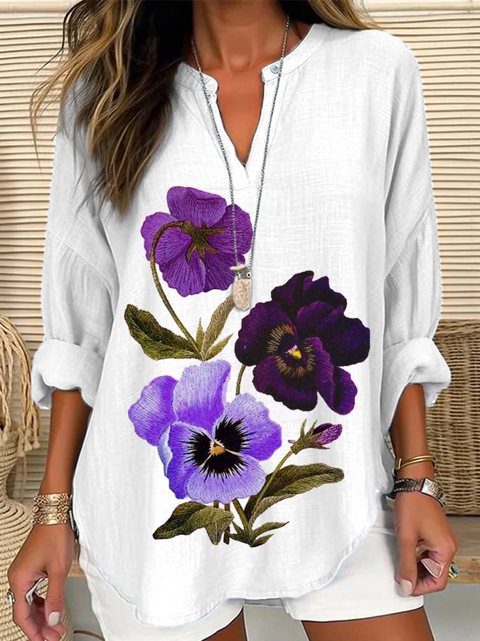 Women's Purple Flower Alzheimer's Awareness Support Shirt