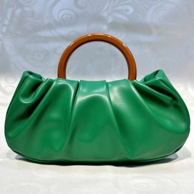 Gold Silver Green Pu Leather Solid Color Cloud Shape Evening Bags