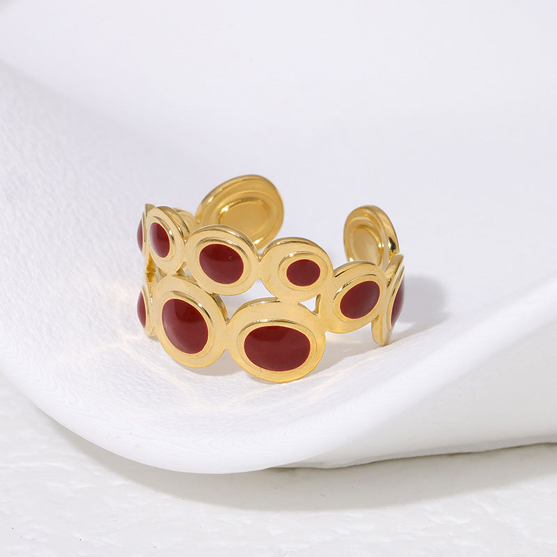 Retro Vintage Niche Personality Stainless Steel Open Ring For Women