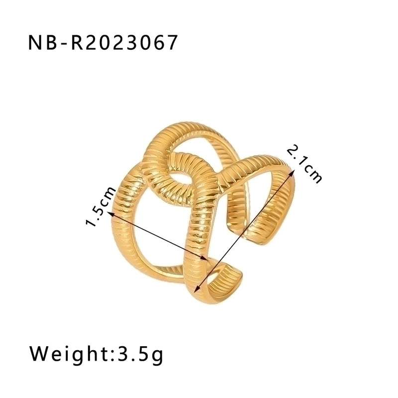 2 Pieces Stainless Steel 18K Gold Plated IG Style Basic Minimalist Plating Tree Symbol Lingge Open Rings