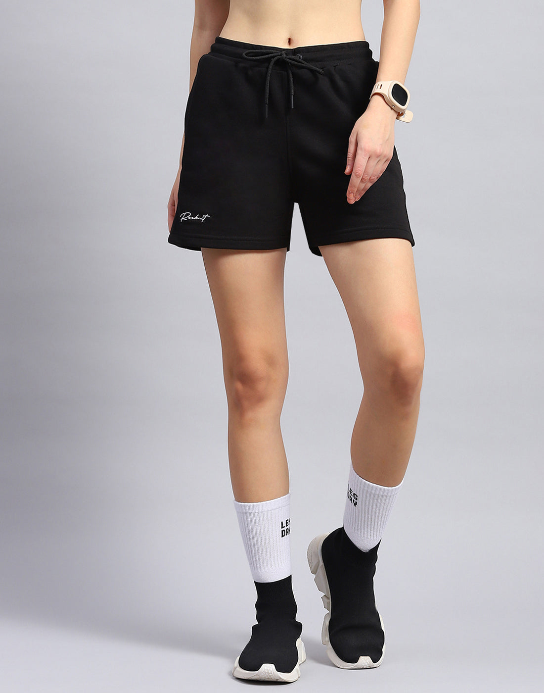 Women Black Solid Regular Fit Short