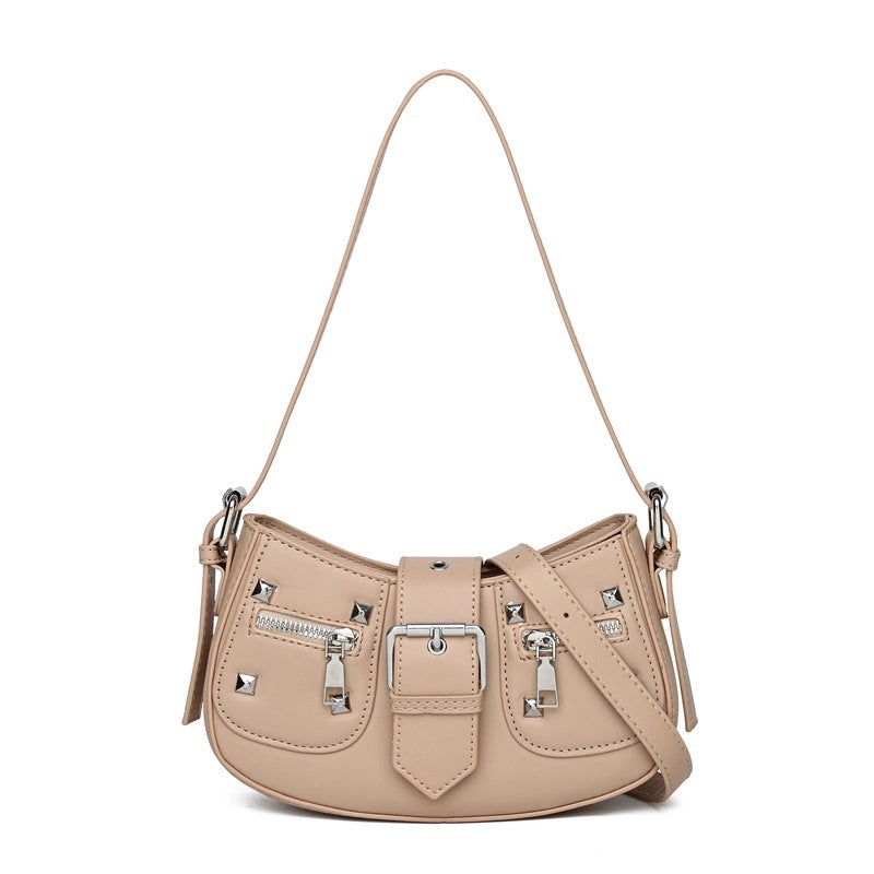 Women's Medium Pu Leather Solid Color Streetwear Magnetic Buckle Underarm Bag