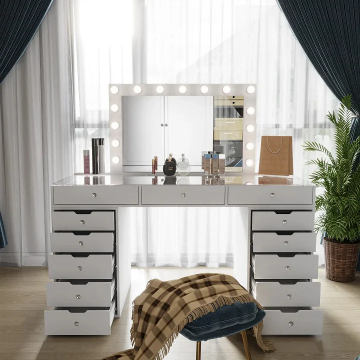 🔥Limited Sale🔥 Vanity Table with Hollywood Mirror