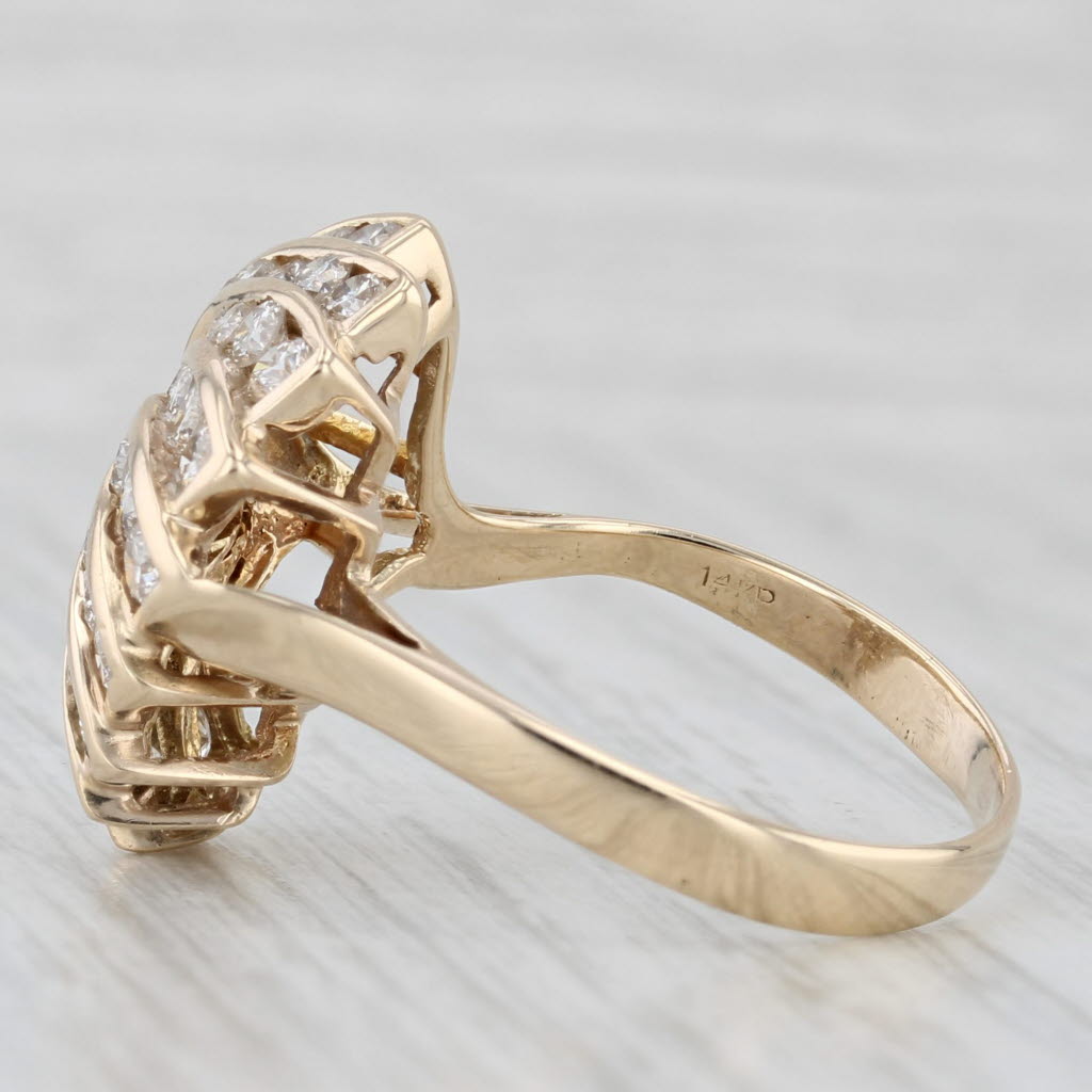 0.98ctw Diamond Fan Ring 14k Yellow Gold Size 8.5 Cocktail