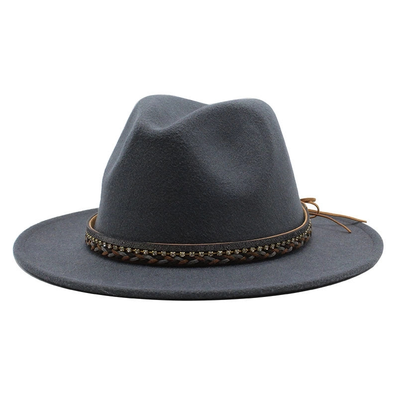 Wish Designed Minority Style Men And Women Couple Big Along Jazz Hat Wool Top Hat