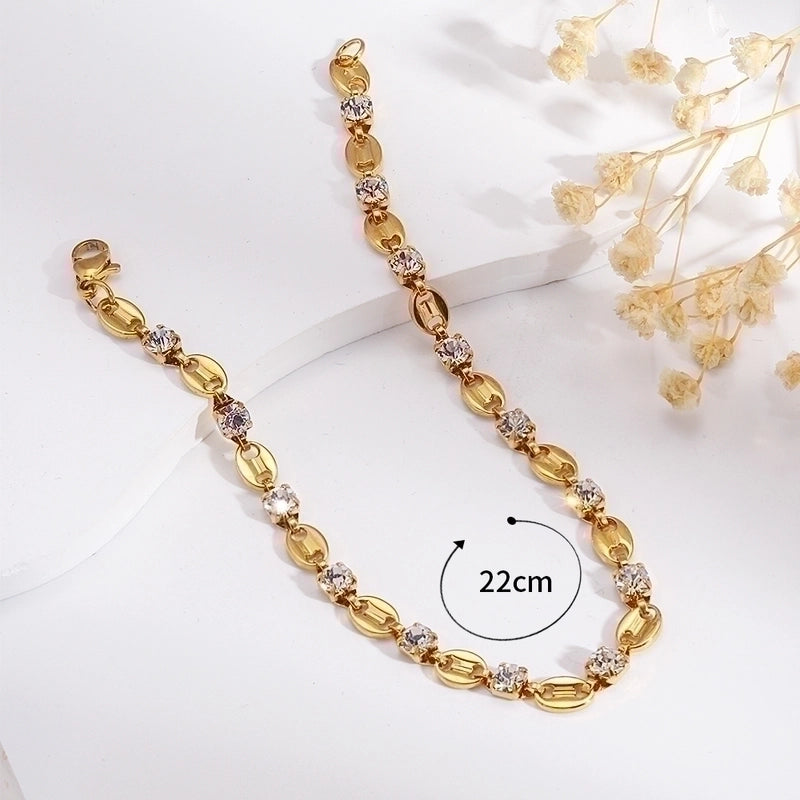 Casual Minimalist Geometric 201 Stainless Steel 18K Gold Plated Bracelets In Bulk