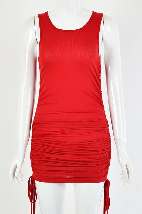 Drawstring Sleeveless Mini Dress