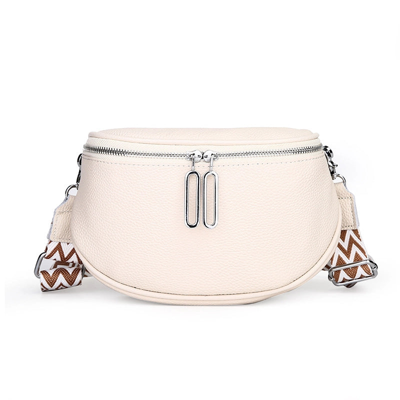 Medium All Seasons Leather Solid Color Fashion Square Zipper Saddle Bag