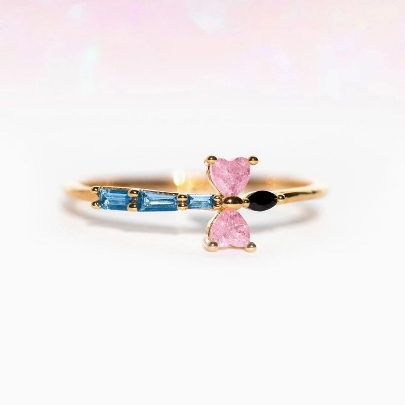 Copper 18K Gold Plated Inlay Geometric Zircon Open Rings