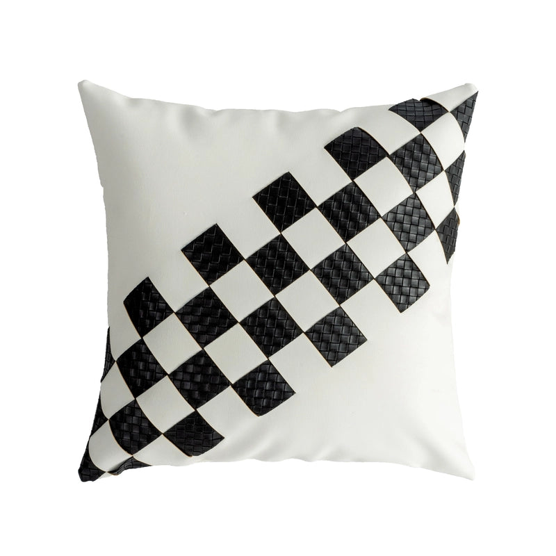 Classic Style Geometric Lattice Solid Color Pu Leather Pillow Cases Couch & Sofa Decor