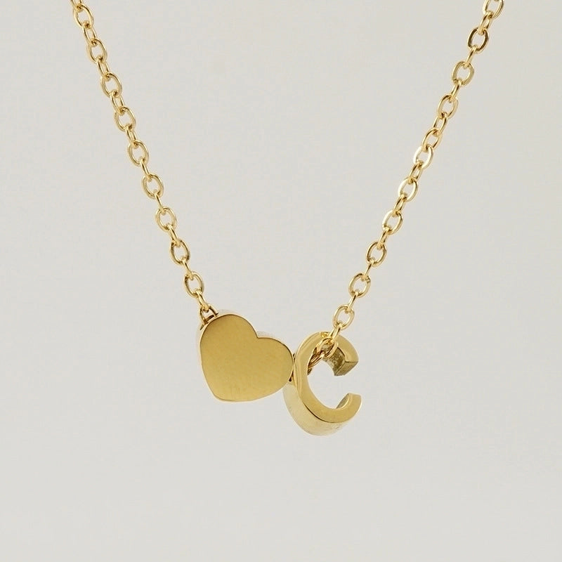 Fashion Letter Heart Shape 304 Stainless Steel 18K Gold Plated Gold Plated Stainless Steel Necklaces