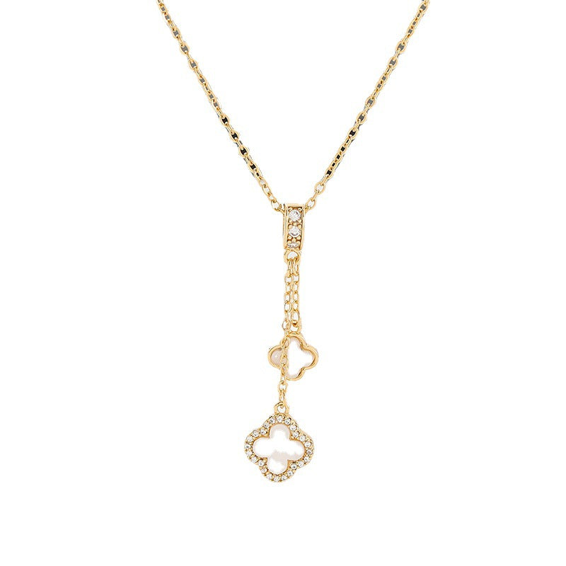 Moderate Luxury Quadrilateral Geometric Titanium Steel 18K Gold Plated Necklaces