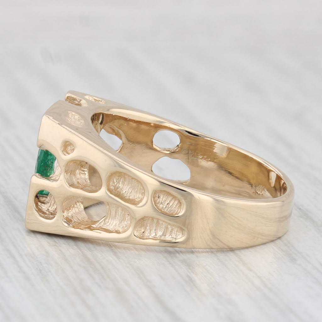 0.75ctw Emerald Diamond Ring 14k Yellow Gold Size 11 Men's