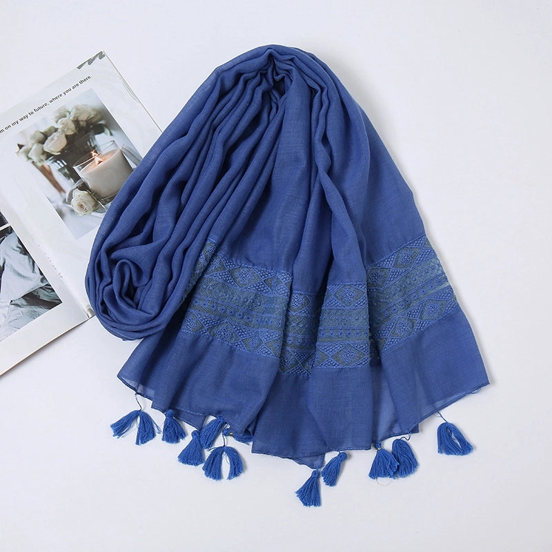 Fashion Lace Tassel Scarf Women's Solid Color Hanging Spring And Autumn Shawl Scarf