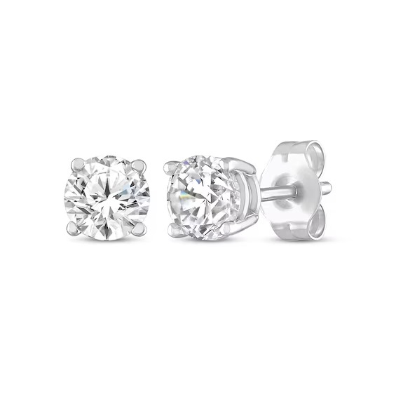 Round-Cut Lab-Grown Diamond Solitaire Stud Earrings 2 ct tw 14K White Gold (F/SI2)