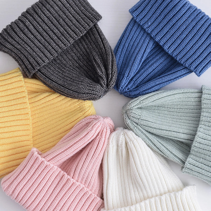 Korean Style Children's Knitted Hat Spring And Autumn Candy Color Baby Kids Boys And Girls Baby Wool Autumn And Winter Fashion