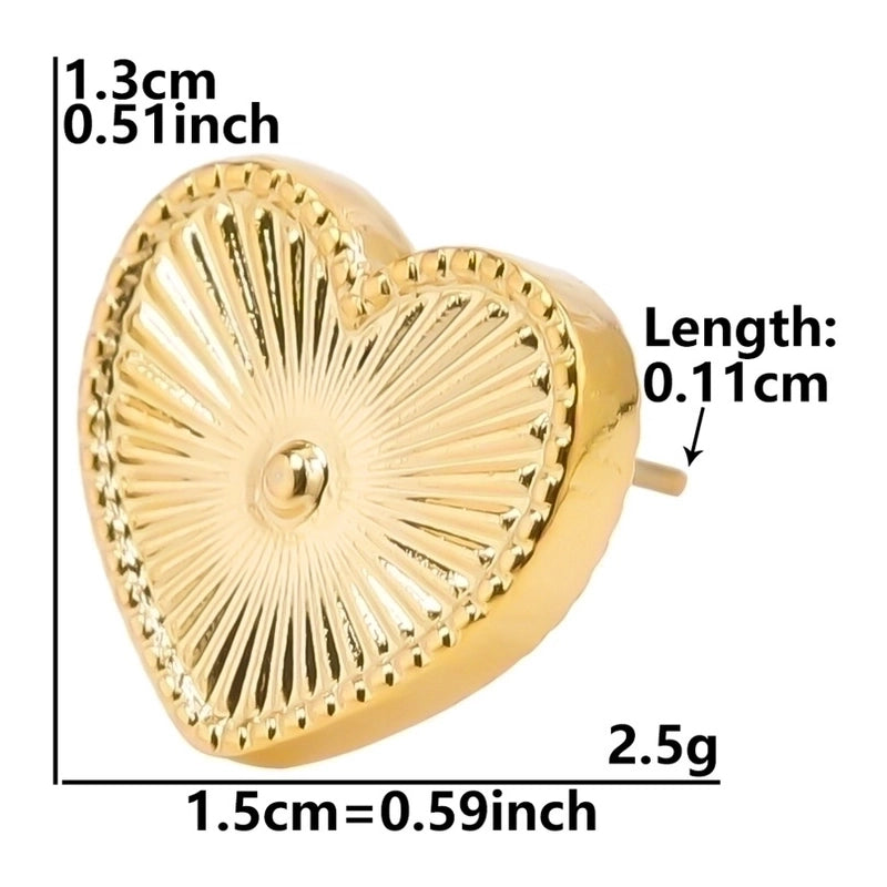 1 Pair Minimalist Heart Shape Plating 304 Stainless Steel Ear Studs