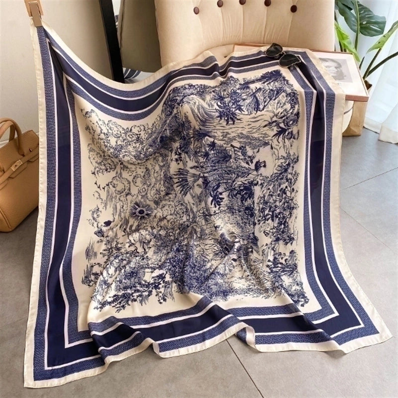 Women's Streetwear Flower Satin Printing Shawl