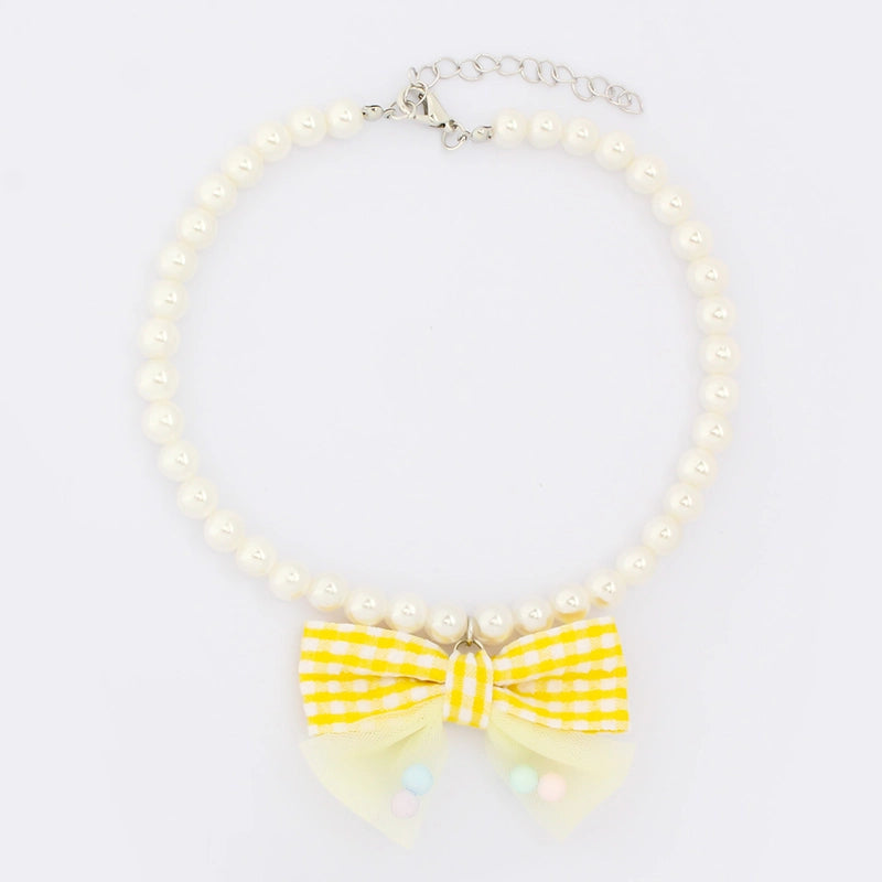 Cute Minimalist Plastic Bow Knot Beaded Pet Collar
