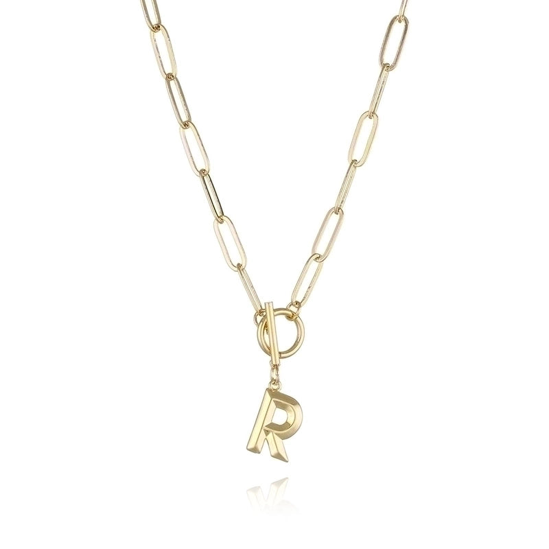 Copper 14K Gold Plated Fashion Plating Letter Pendant Necklace