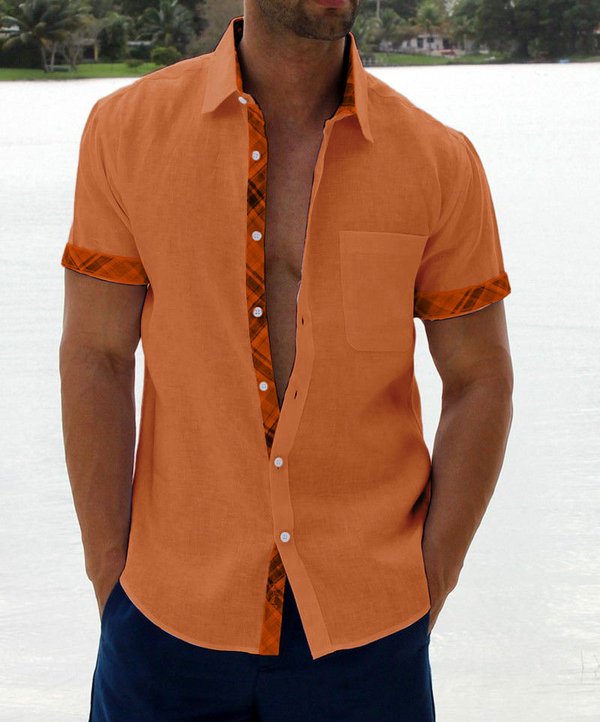 Men's Casual Plaid Collar Button Shirt