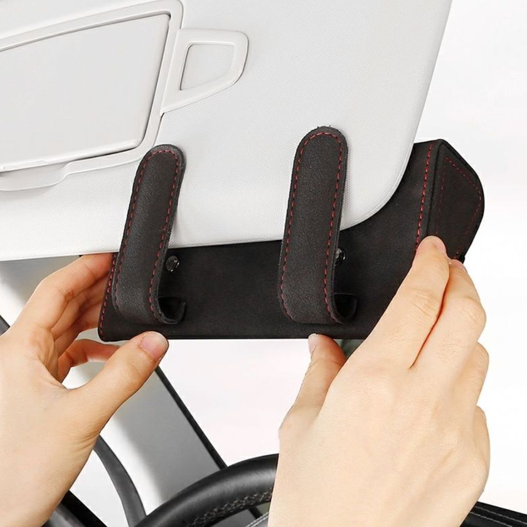 Suede Leather Car Sunglass Holder