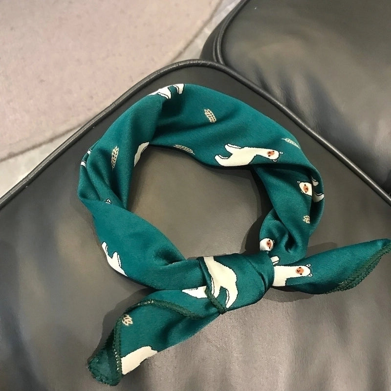 Women's Minimalist Color Block Polyester Silk Scarf